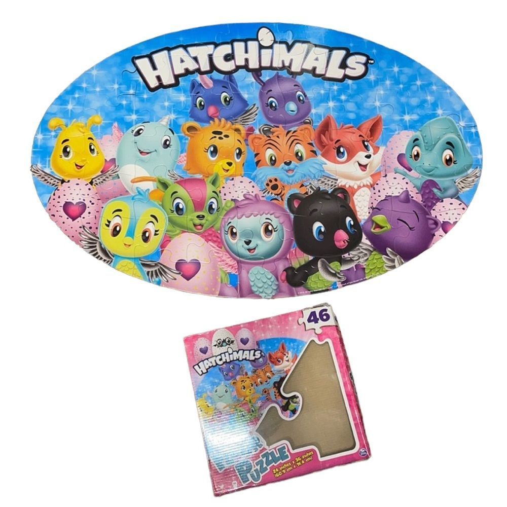 •HATCHIMALS•46 PIECE FLOOR PUZZLE BUILD-A 
3-FOOT PUZZLE 24” X 36” EUC